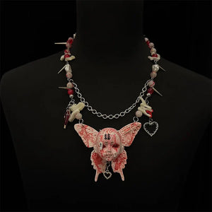 Bloody Gothic Skull Necklace