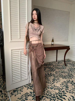 Fairycore Butterfly Crop Top & Maxi Skirt Two Piece Set