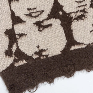 Grunge Face Pullover Sweater