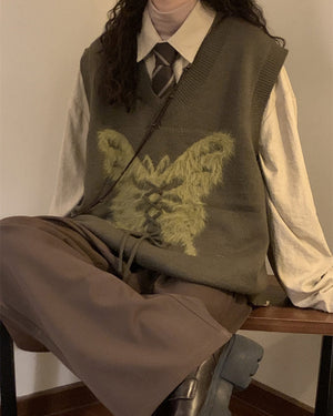 Butterfly Knit Vest in Green