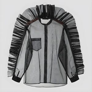 Ruffled Sleeve Sheer Shirt