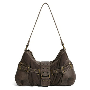 Brown Buckle Strap Shoulder Bag