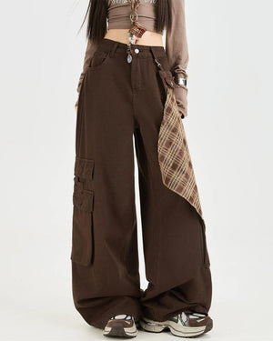 Brown Plaid Shirt-Tied Jeans