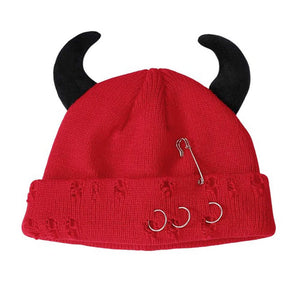 Devil Horns Knit Beanie Hat