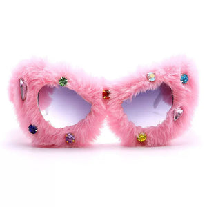 Y2K Fuzzy Rhinestone Glasses