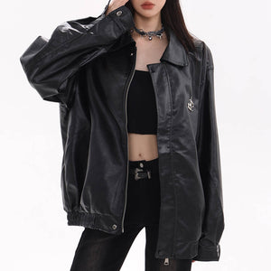 Star Girl Bomber Leather Jacket