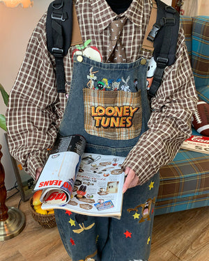 90's Kids Embroidered Overalls