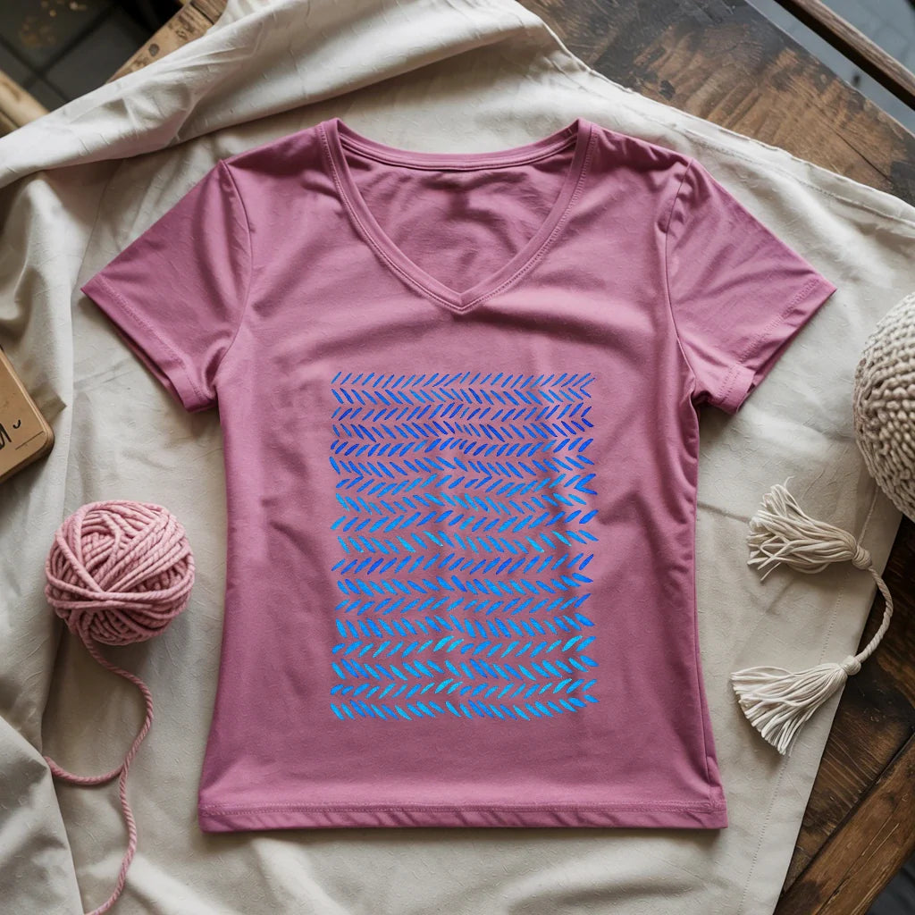 Watercolor knitting pattern Lady V-neck