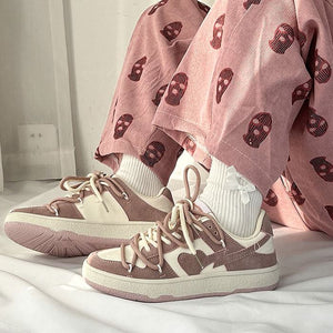Balaclava Print Wide Leg Pants