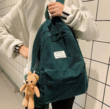 Bear Corduroy School Backpack
