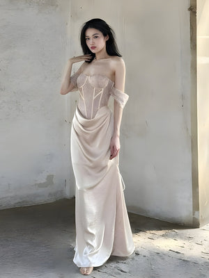 Corset Satin Maxi Dress
