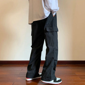 Drawstring Cargo Parachute Pants