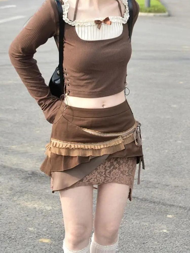 Fairycore Patchwork Mini Skirt