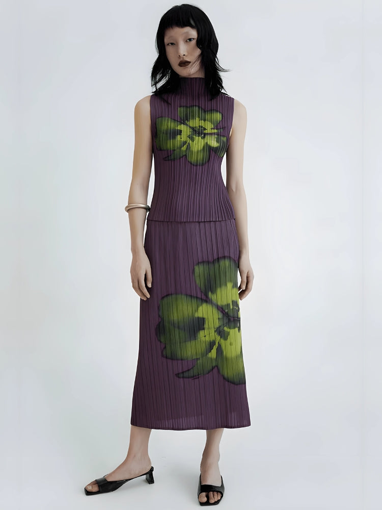 Floral Top & Midi Skirt Two Piece Set