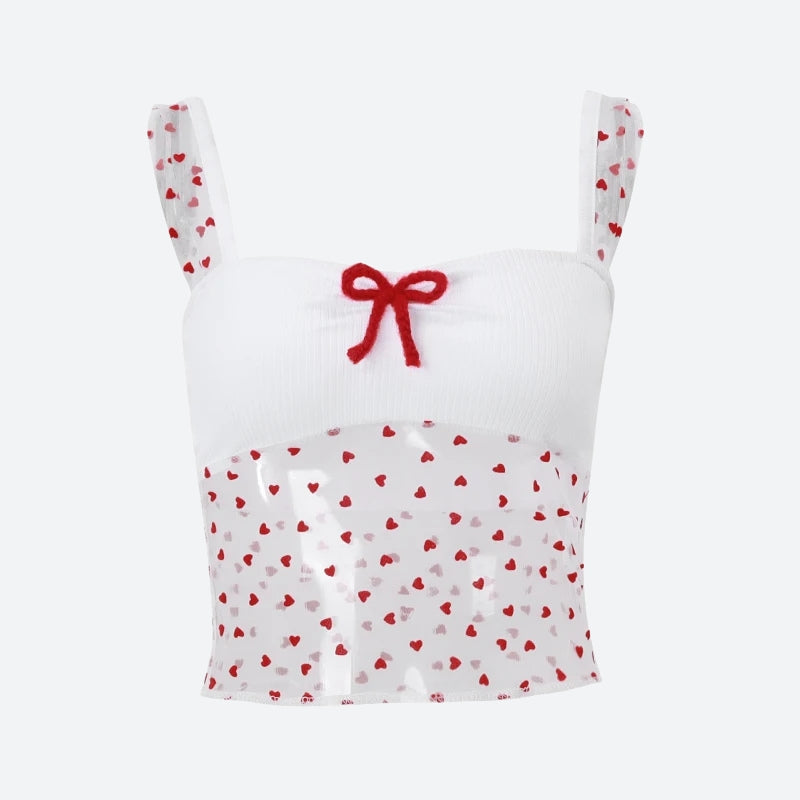 Heart Knitted Sheer Crop Top