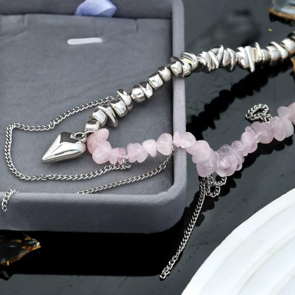 Heart Rose Quartz Necklace