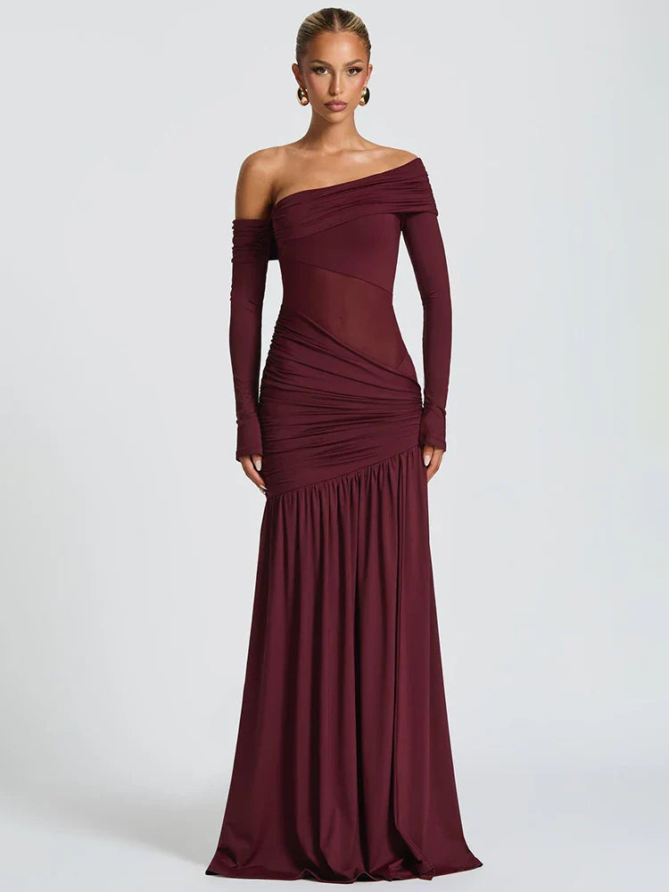 One Shoulder High Slit Maxi Dress