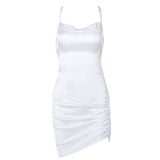 Parisian Lace Up Satin Dress
