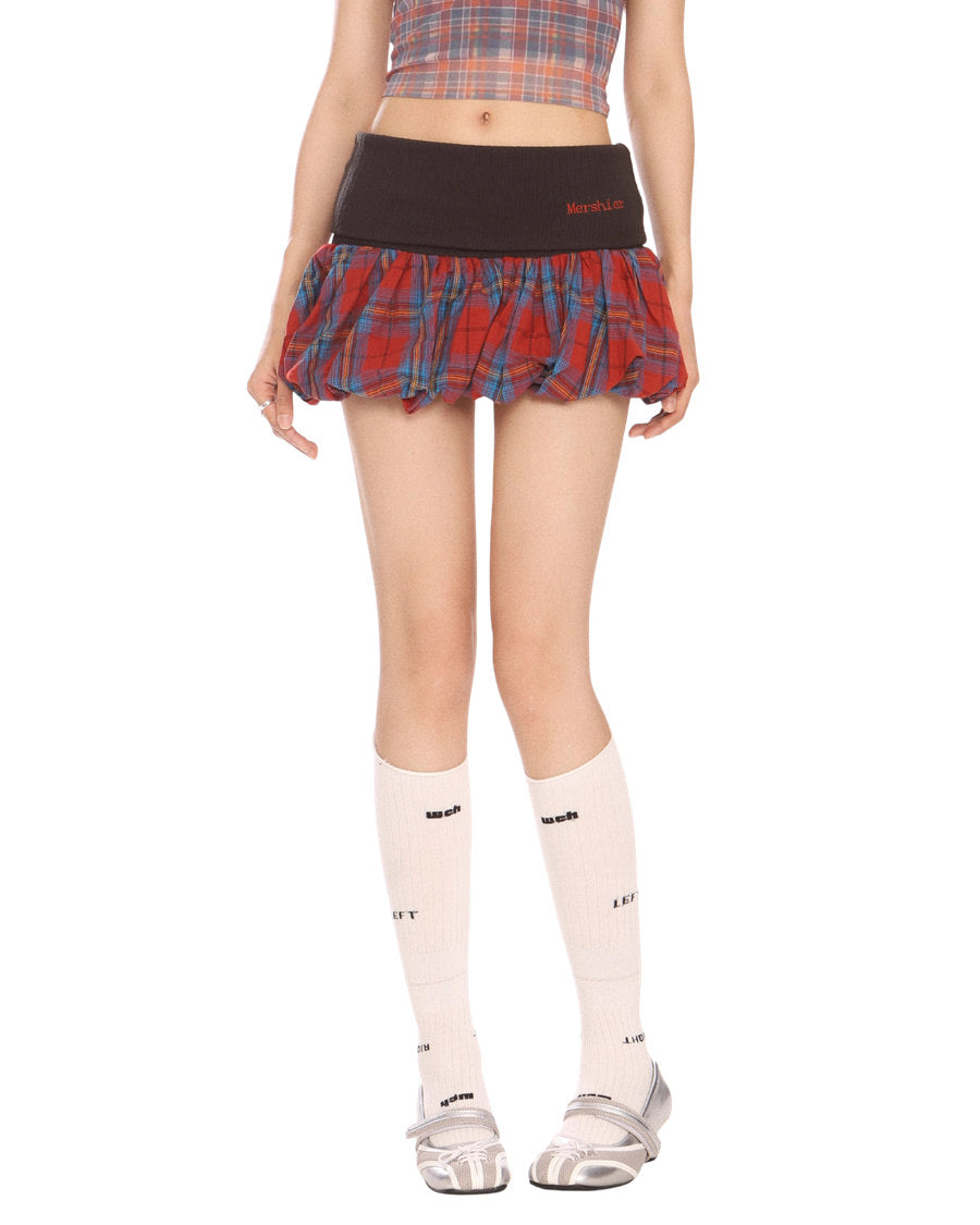 Aesthetic Plaid Balloon Mini Skirt