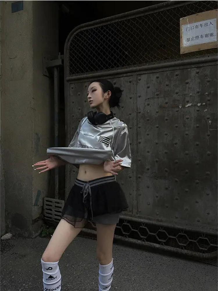 Y2K Silver Oversized Tee