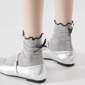 Preppy Aesthetic Bow Ruffle Socks
