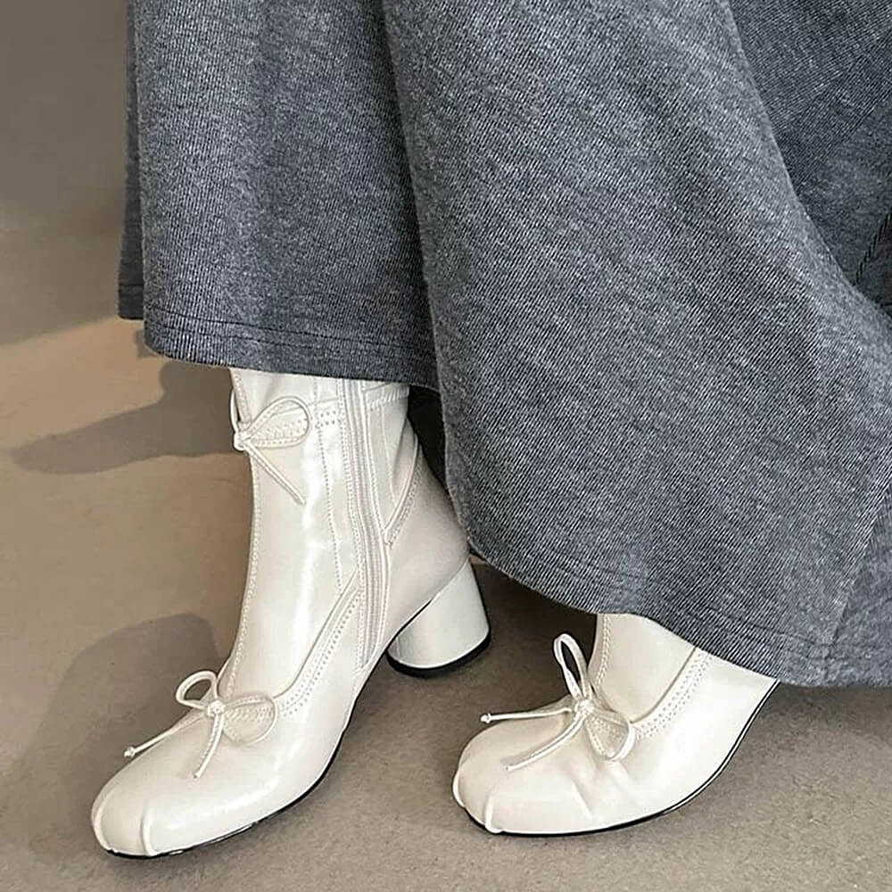 Balletcore Square-Toe Ankle Boots