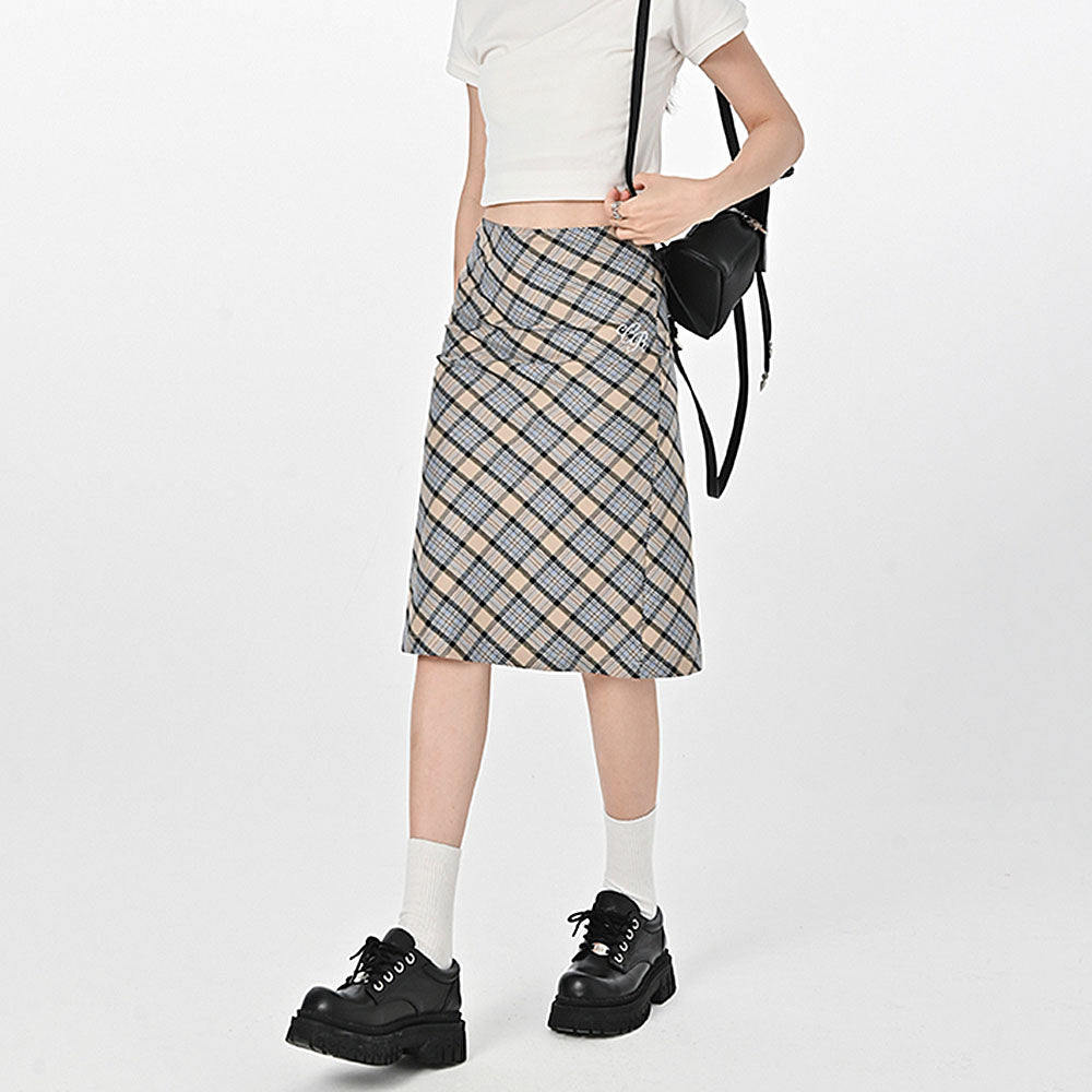 Gossip Goes Around Plaid Midi Skirt
