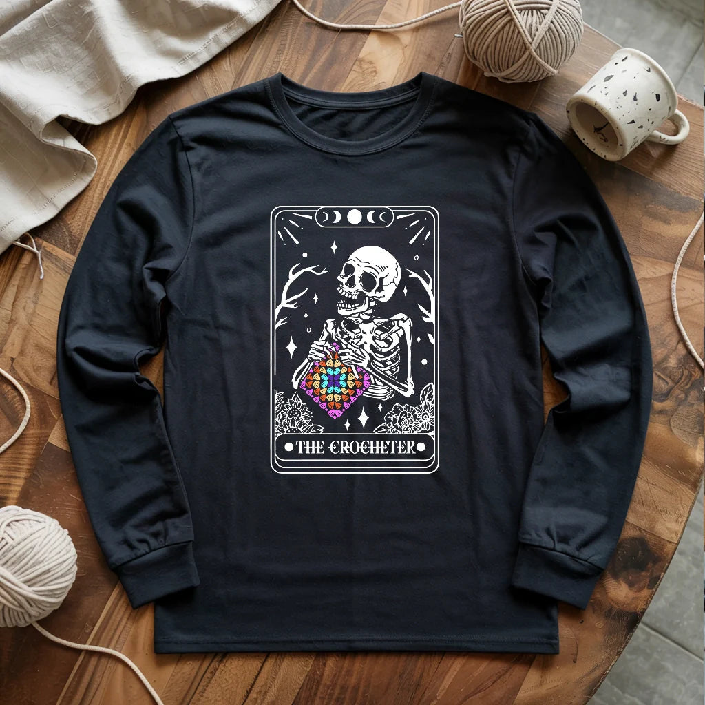 Skeleton Crocheter Tarot Long Sleeve T-shirt