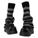 Black & Grey Striped Leg Warmers