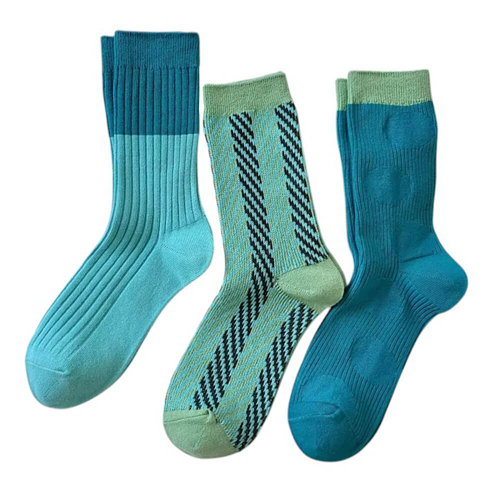 Blue & Green Patterned Socks