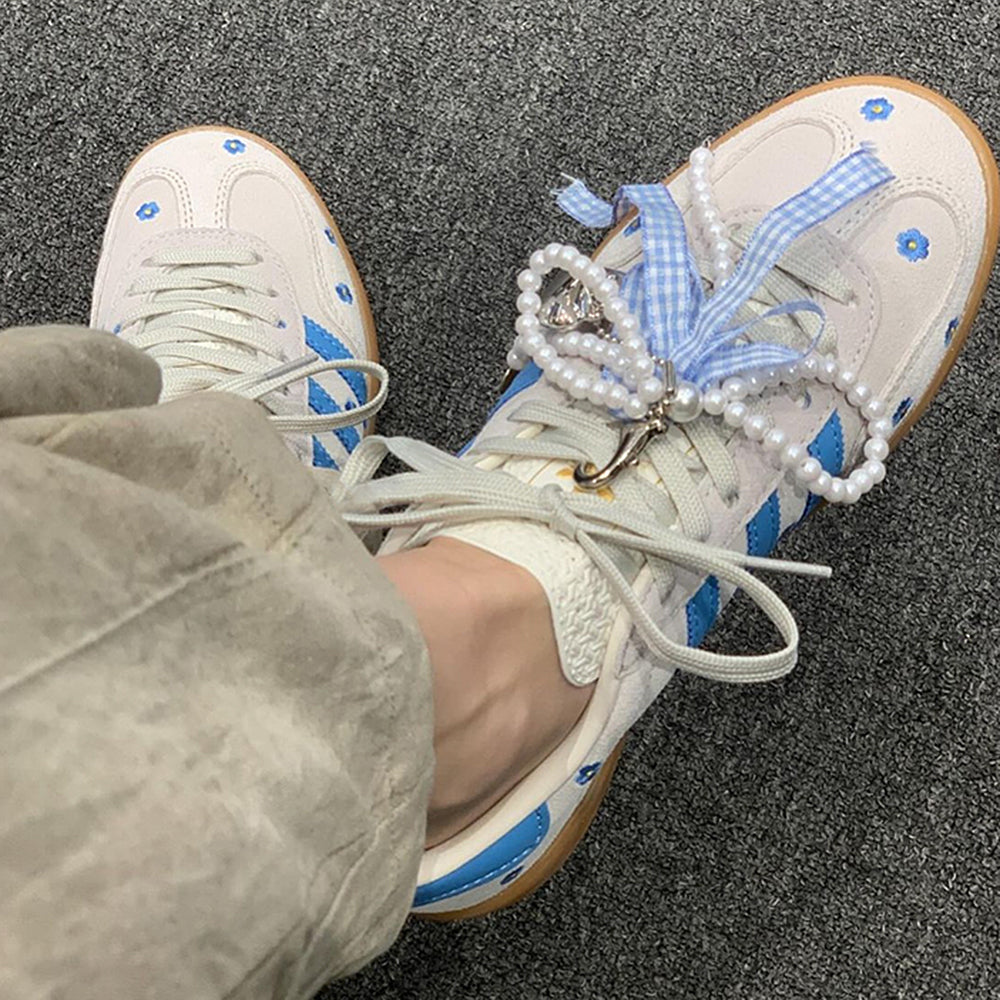 Baby Blue Plaid Bow Shoe Charms