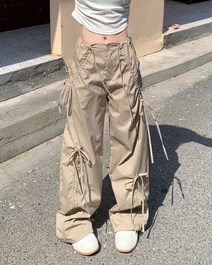 Soft Girl Bows Wide-Leg Cargo Pants
