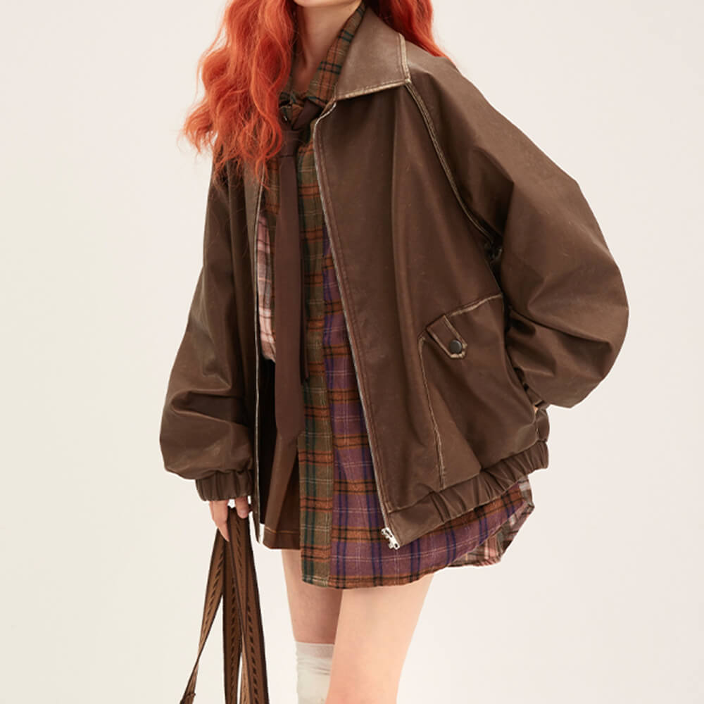 Caught A Crush Collar Bomber Jacket
