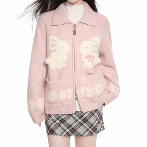Sweet Attitude Bunny Zip Up Cardigan