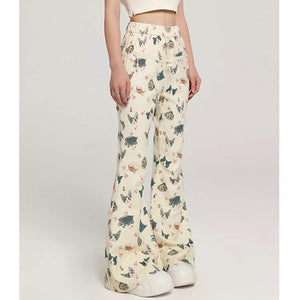 Cat Print Graphic Pants