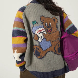 Colorful Striped Indie Kid Zip Sweater