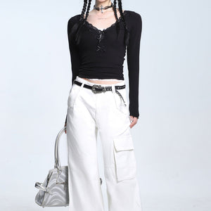 Coquette Aesthetic V-Neck Top