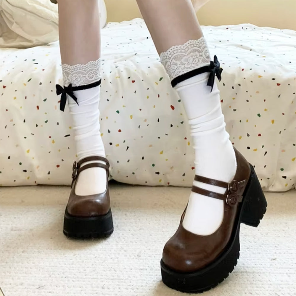 Coquette Lace Bow Knee-High Socks