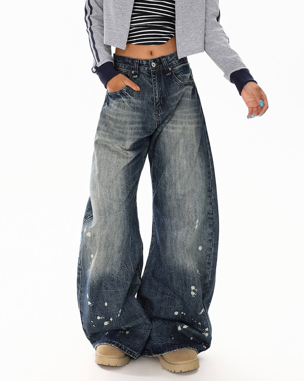 Downtown Girl Distressed Baggy Jeans