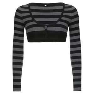 Emo Aesthetic Striped Long Sleeve Top