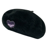 Cotton Candy Fluffy Beret with Heart Patch