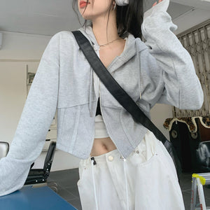 Basic Corset Detail Zip Up Hoodie