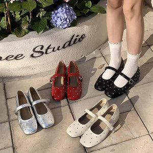 Grunge Sleaze Studded Mary Jane Flats