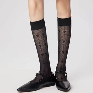 Softie Heart Thin Knee Socks