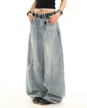 Skater Girl Distressed Baggy Jeans