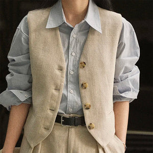 Old Money Aesthetic Linen Vest