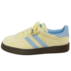 Pastel Yellow & Blue Stripe Sneakers