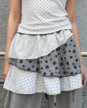 Patchwork Overlay Wrap Skirt Belt