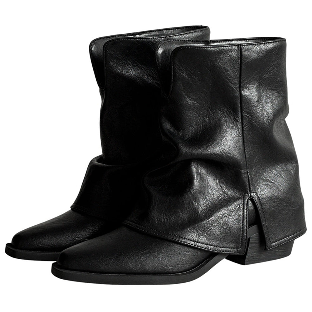 Slouchy Fit Block Heel Boots