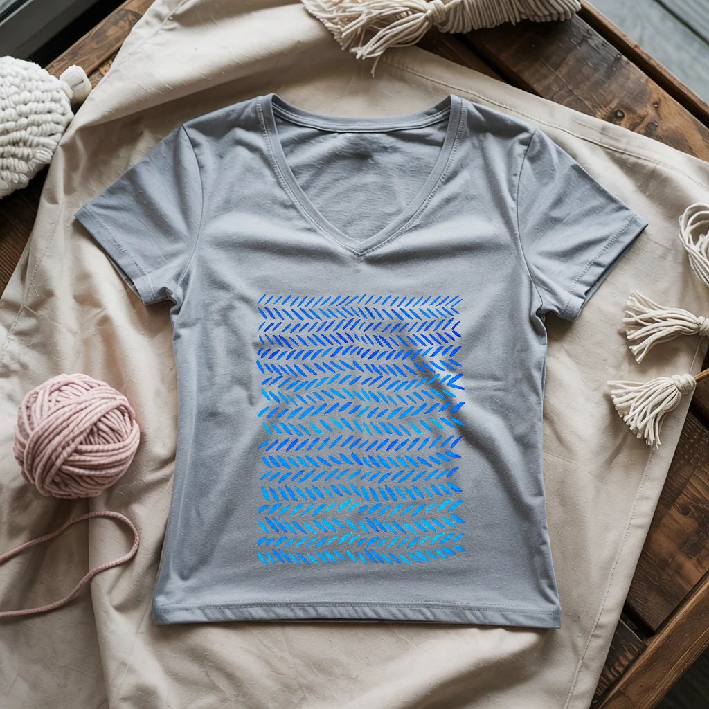 Watercolor knitting pattern Lady V-neck